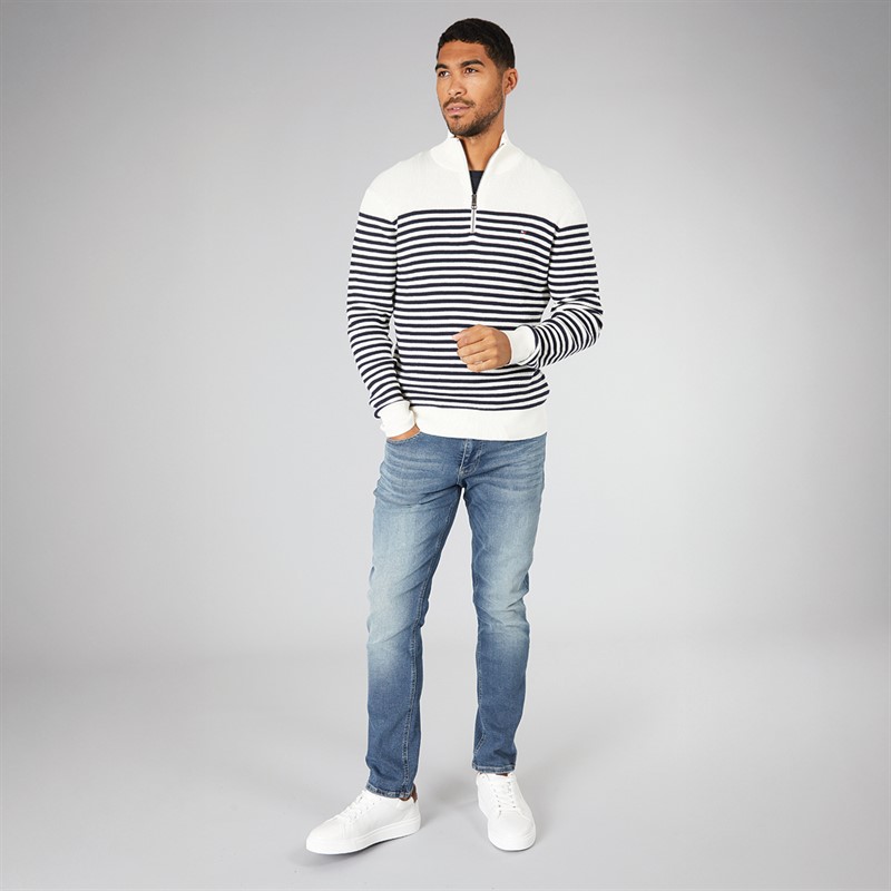 Tommy Hilfiger Mens Racking Structure Sweatshirt Ivory Petal/Desert Sky