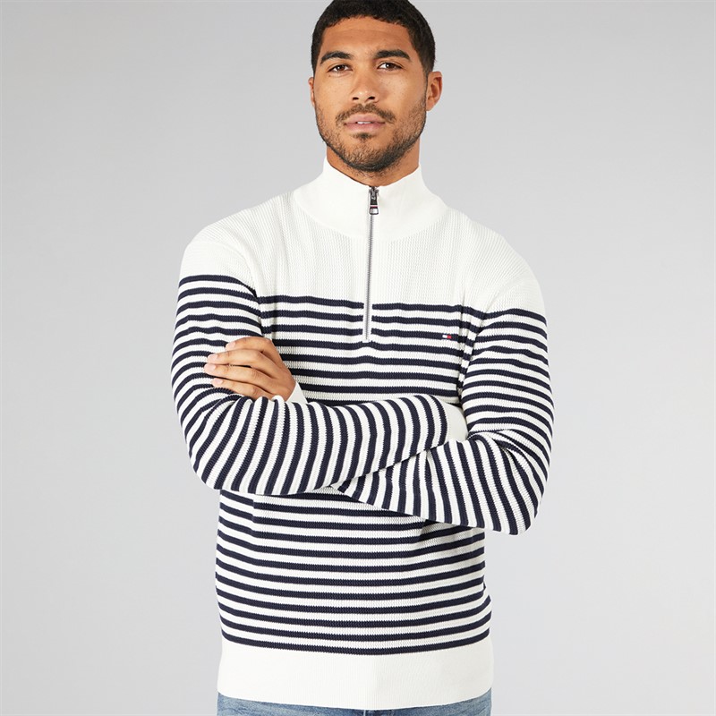 Tommy Hilfiger Mens Racking Structure Sweatshirt Ivory Petal/Desert Sky