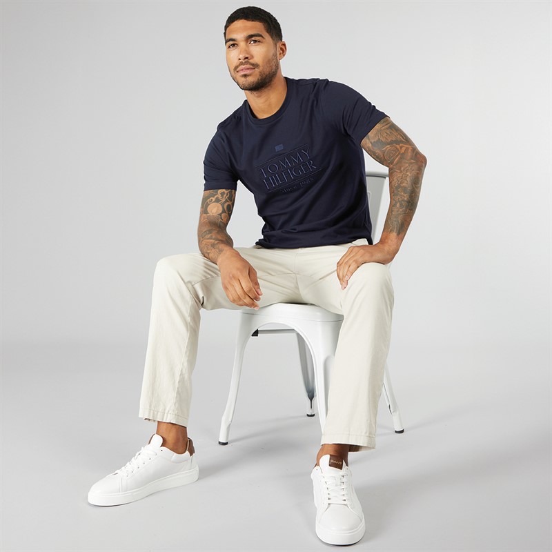 Tommy Hilfiger Mens Hilfiger Embroidery T-Shirt Desert Sky