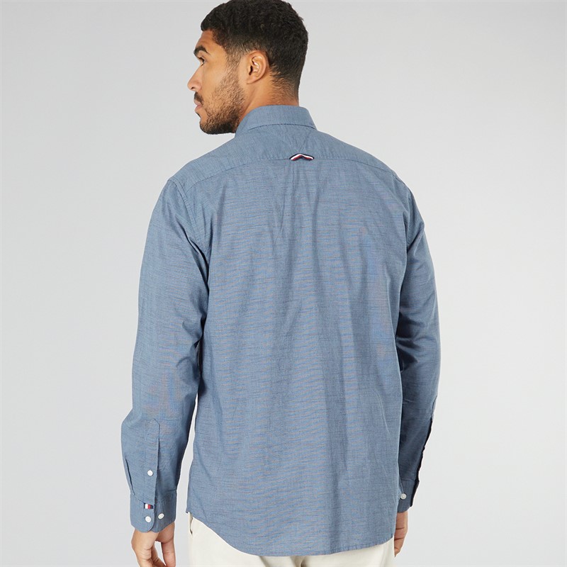 Tommy Hilfiger Mens Houndstooth Long Sleeve Shirt Carbon Navy/Multi