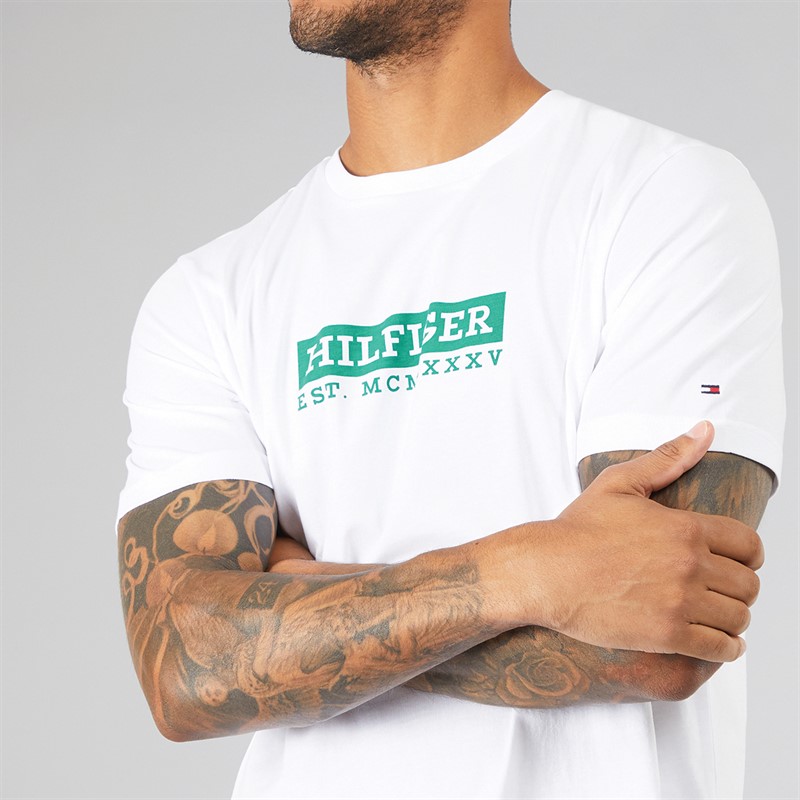 Tommy Hilfiger Mens Colour To Colour Graphic T-Shirt White