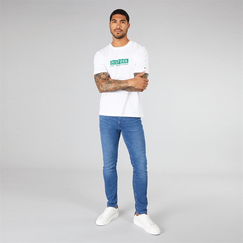 Tommy Hilfiger Mens Colour To Colour Graphic T-Shirt White