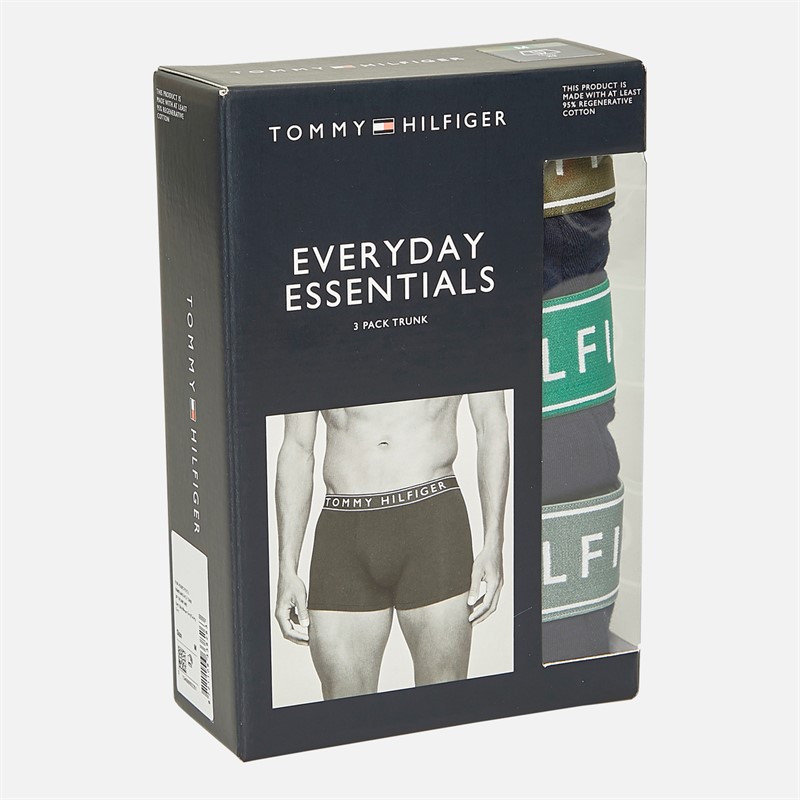 Tommy Hilfiger Mens Three Pack Trunks Unt Olive/Nvue Green/Grvty Green