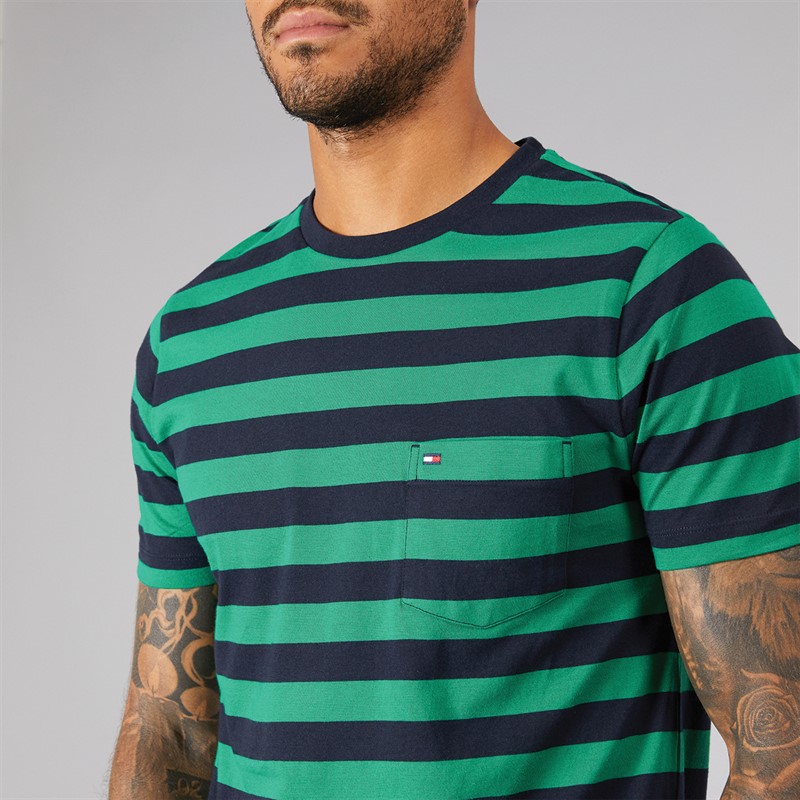 Tommy Hilfiger Mens Essential Solid Pock T-Shirt Nouveau Green/Desert Sky