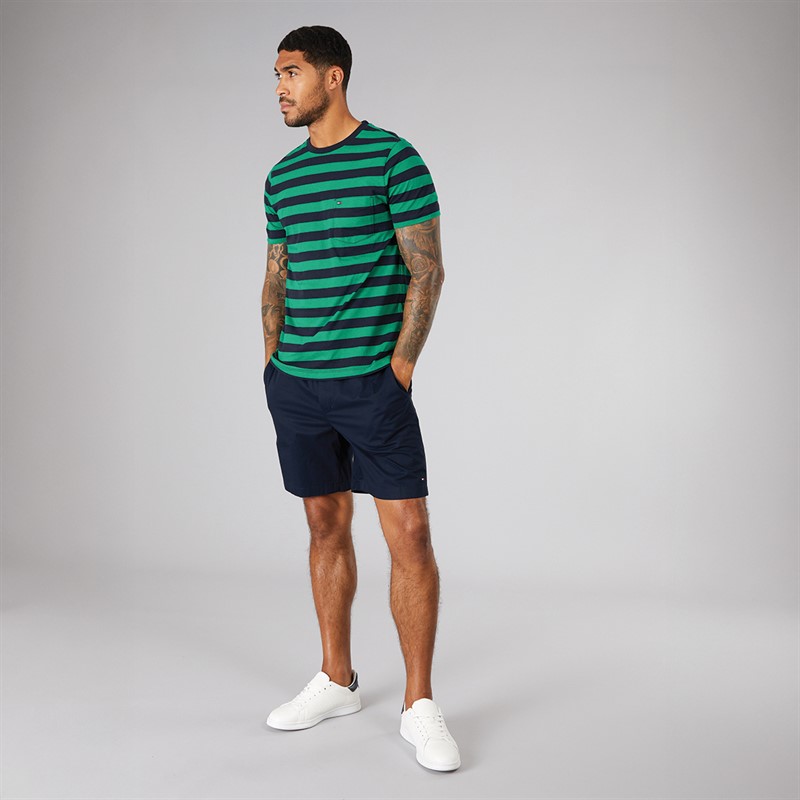 Tommy Hilfiger Mens Essential Solid Pock T-Shirt Nouveau Green/Desert Sky