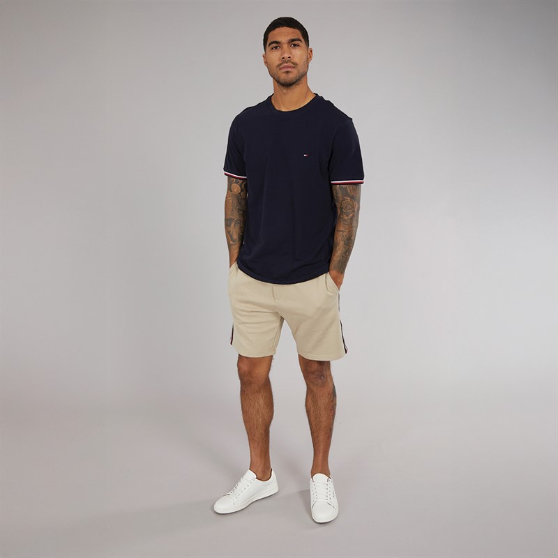 Tommy Hilfiger Mens Global Stripe Cuff T-Shirt Desert Sky