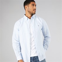 Tommy Hilfiger Mens Linen Blend Long Sleeve Shirt Breezy Blue/Stripe
