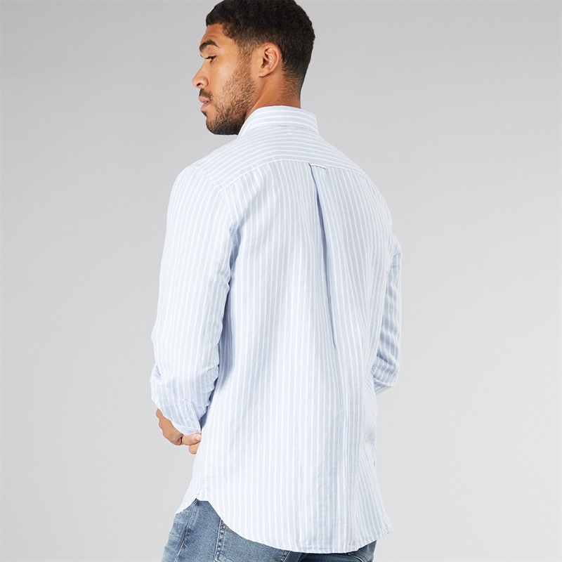 Tommy Hilfiger Mens Linen Blend Long Sleeve Shirt Breezy Blue/Stripe