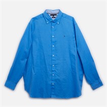 Tommy Hilfiger Mens Plus Size Linen Blend Long Sleeve Shirt Blue Spell