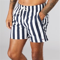 Tommy Hilfiger Mens Drawstring Swim Shorts Bold Stripe Desert Sky