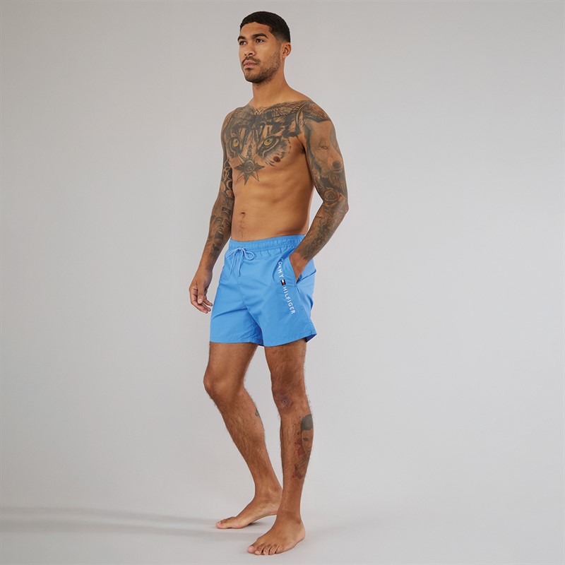 Tommy Hilfiger Mens Drawstring Swim Shorts Blue Spell