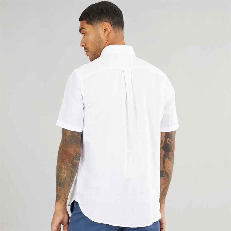 Tommy Hilfiger Mens Linen Blend Short Sleeve Shirt Th Optic White