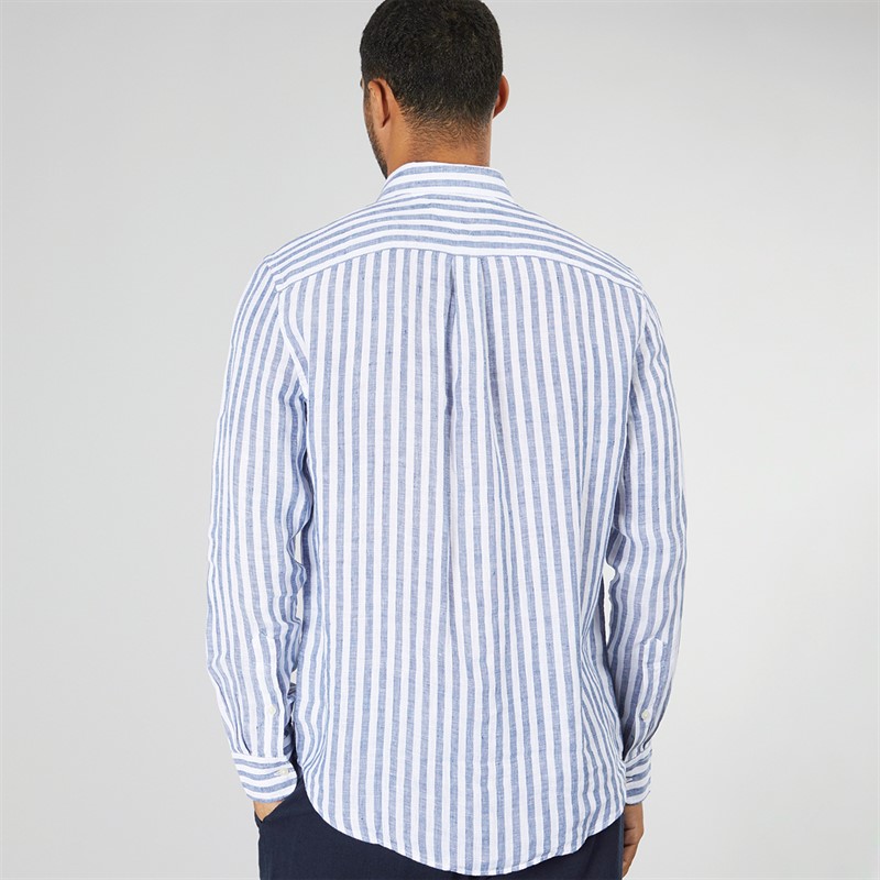 Tommy Hilfiger Mens Linen Essential Long Sleeve Shirt Desert Sky/Optic White