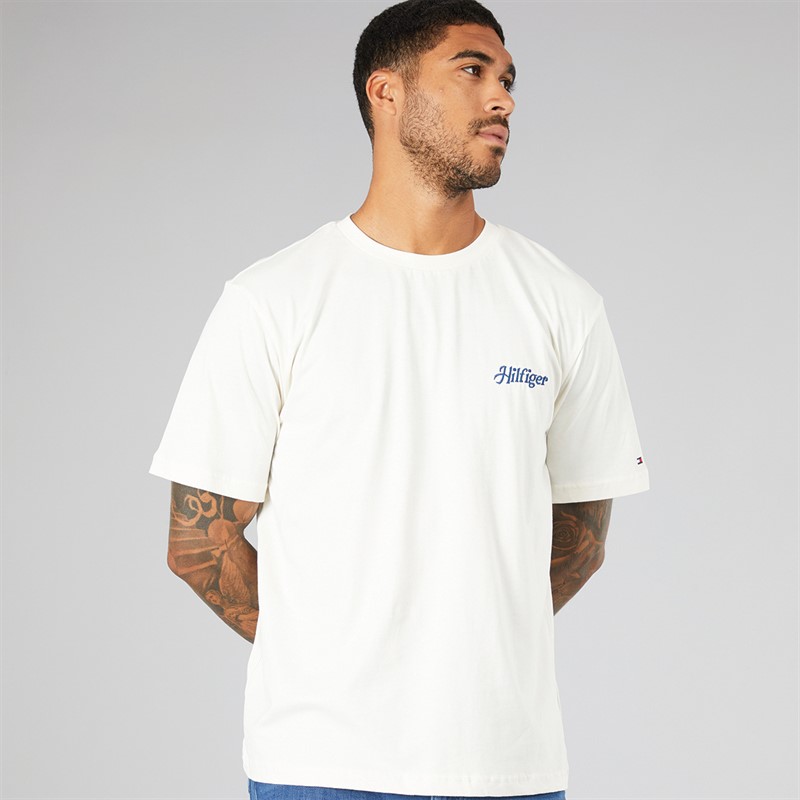 Tommy Hilfiger Mens Hilfiger T-Shirt Ivory Petal