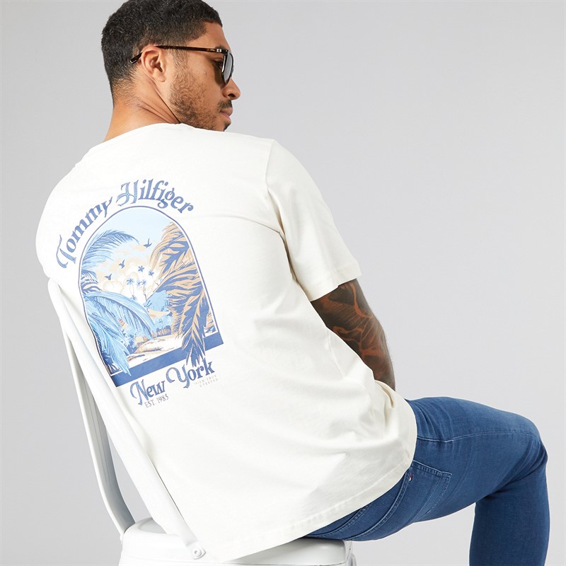 Tommy Hilfiger Mens Hilfiger T-Shirt Ivory Petal