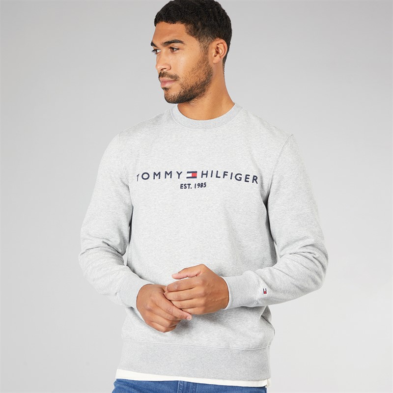 Tommy Hilfiger Mens Tommy Logo Sweatshirt Light Grey Heather
