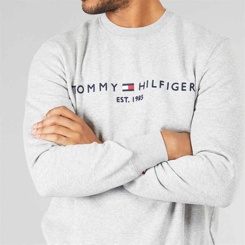 Tommy Hilfiger Mens Tommy Logo Sweatshirt Light Grey Heather