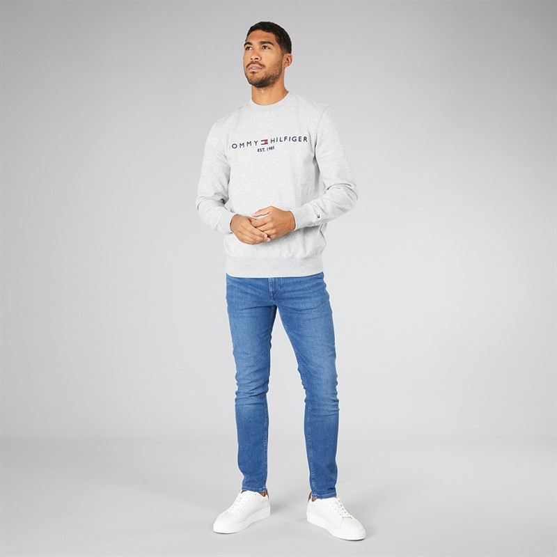 Tommy Hilfiger Mens Tommy Logo Sweatshirt Light Grey Heather