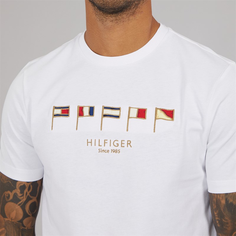 Tommy Hilfiger Mens Multi Flags T-Shirt White