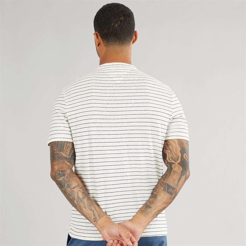 Tommy Hilfiger Mens Cotton Stripe T-Shirt Ivory Petal/Desert Sky