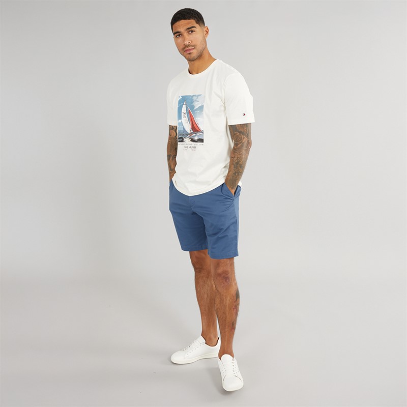 Tommy Hilfiger Mens Hilfiger Color Photo T-Shirt Ivory Petal