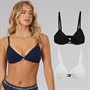 Tommy Hilfiger Womens Three Pack Triangle Bras Black/Navy Rib/White