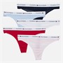 Tommy Hilfiger Womens Five Pack Thongs L Pink/V Pink/White/Navy/S Blue