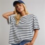 Tommy Hilfiger Womens Linen Striped T-Shirt Breton Dark Night Navy Stp