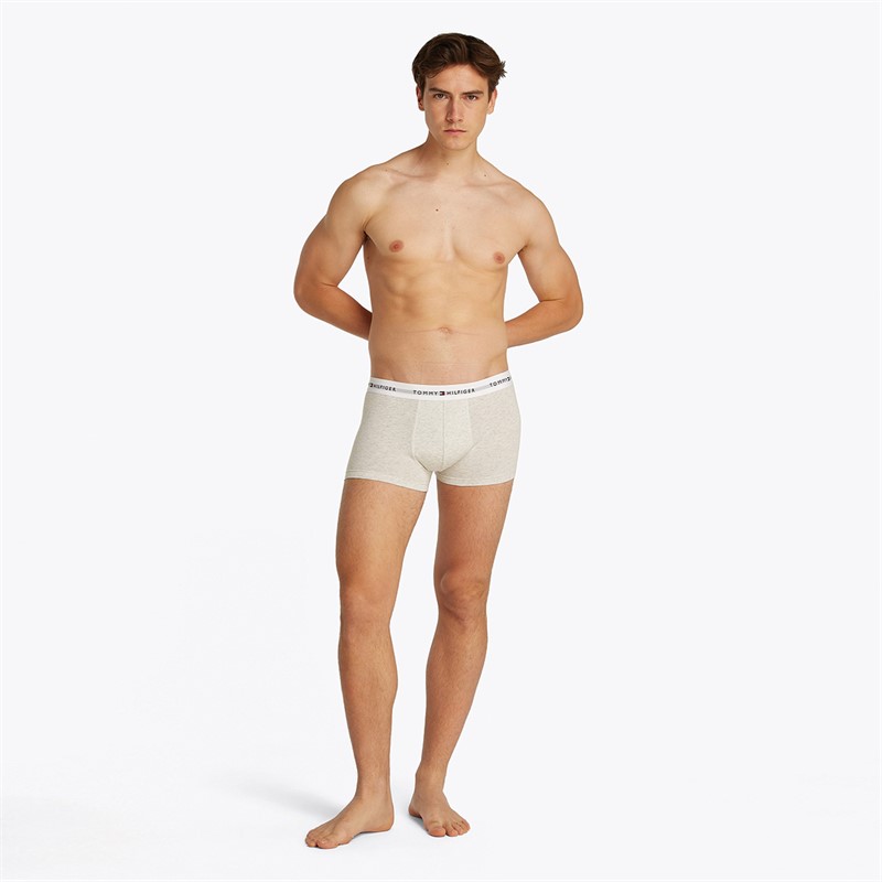 Tommy Hilfiger Heren Drie Pack Trunks Ice Heather / Mil Den / Swt Blue