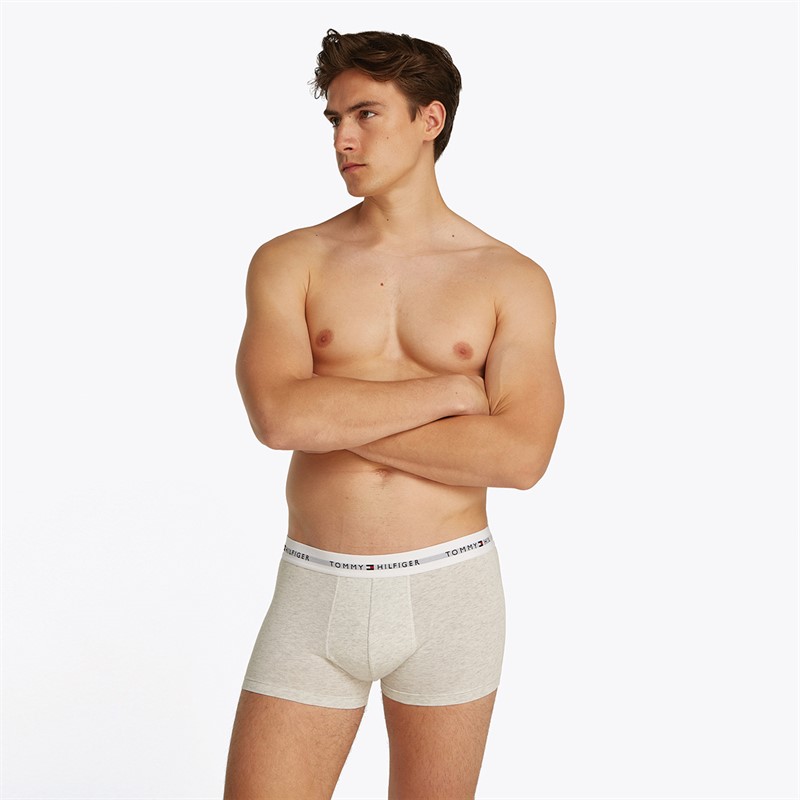 Tommy Hilfiger Heren Drie Pack Trunks Ice Heather / Mil Den / Swt Blue