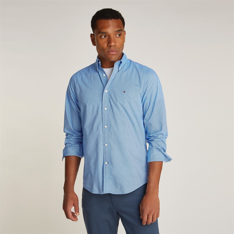 Tommy Hilfiger Chemise Homme Flex Popeline Fausse Manche Longue Night Sky Port