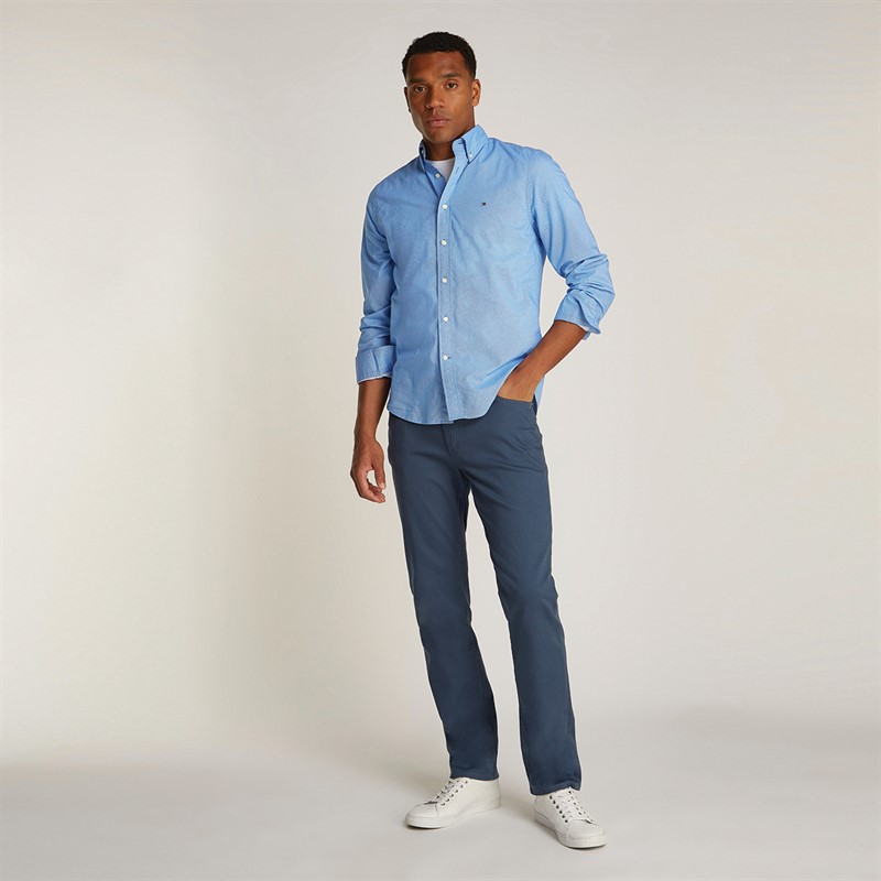 Tommy Hilfiger Chemise Homme Flex Popeline Fausse Manche Longue Night Sky Port