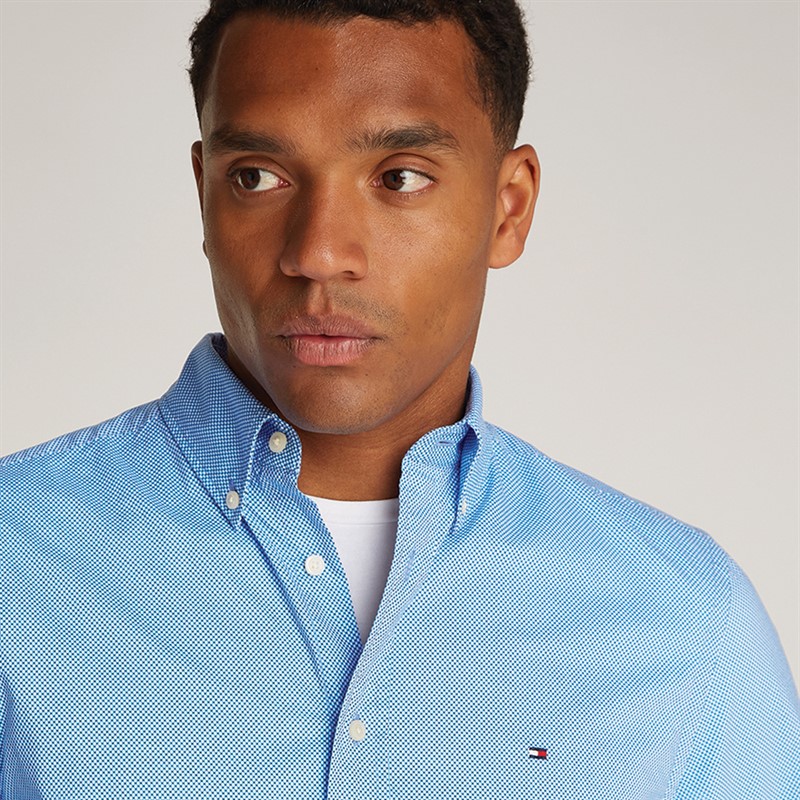 Tommy Hilfiger Chemise Homme Flex Popeline Fausse Manche Longue Night Sky Port