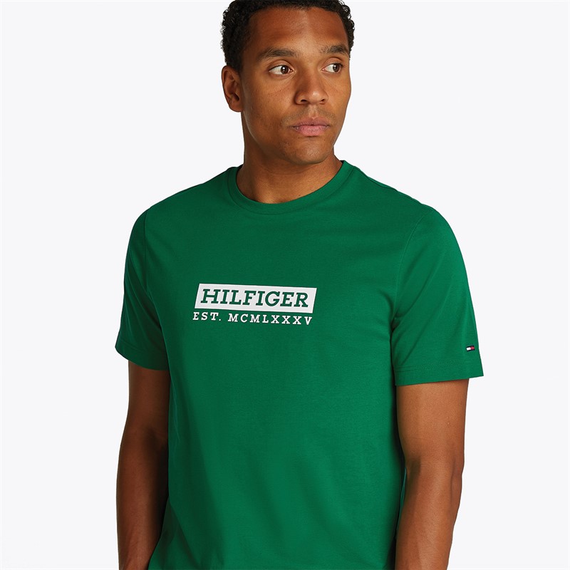 Tommy Hilfiger Heren Kleur Naar Kleur T-Shirt Nouveau Groen
