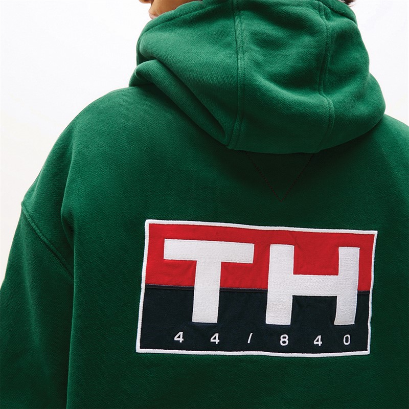 Tommy Hilfiger Heren Pullover Hoodie Sier Groen