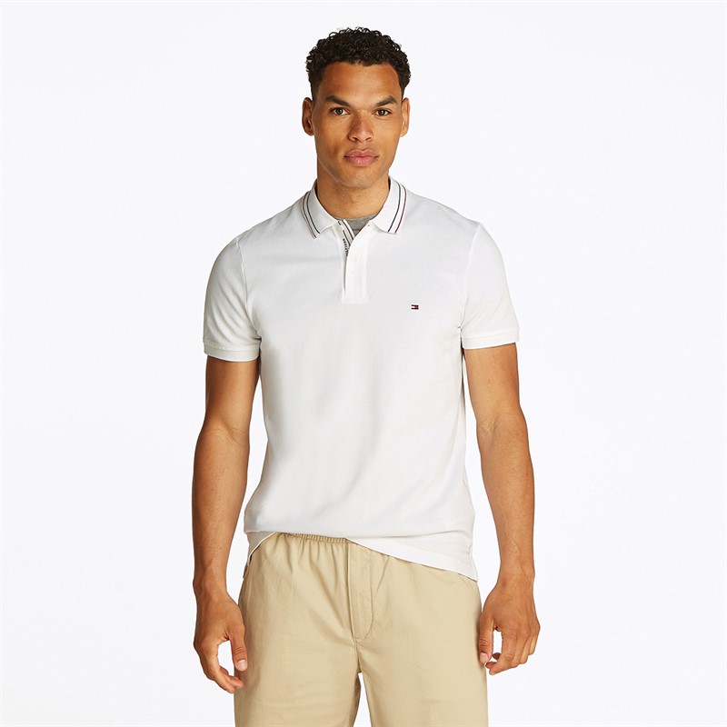 Tommy Hilfiger Heren Plooi Detail Polo Wit