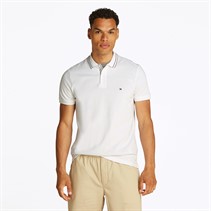 Tommy Hilfiger Polo Homme Détail Patte De Boutonnage Blanc