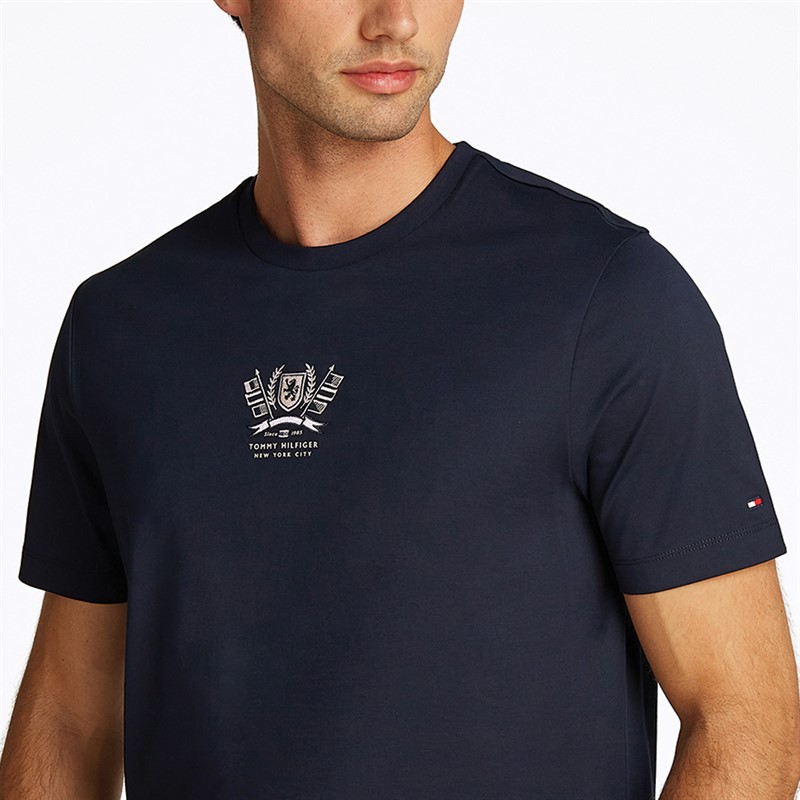 Tommy Hilfiger Heren Crest Embro T-Shirt Desert Sky