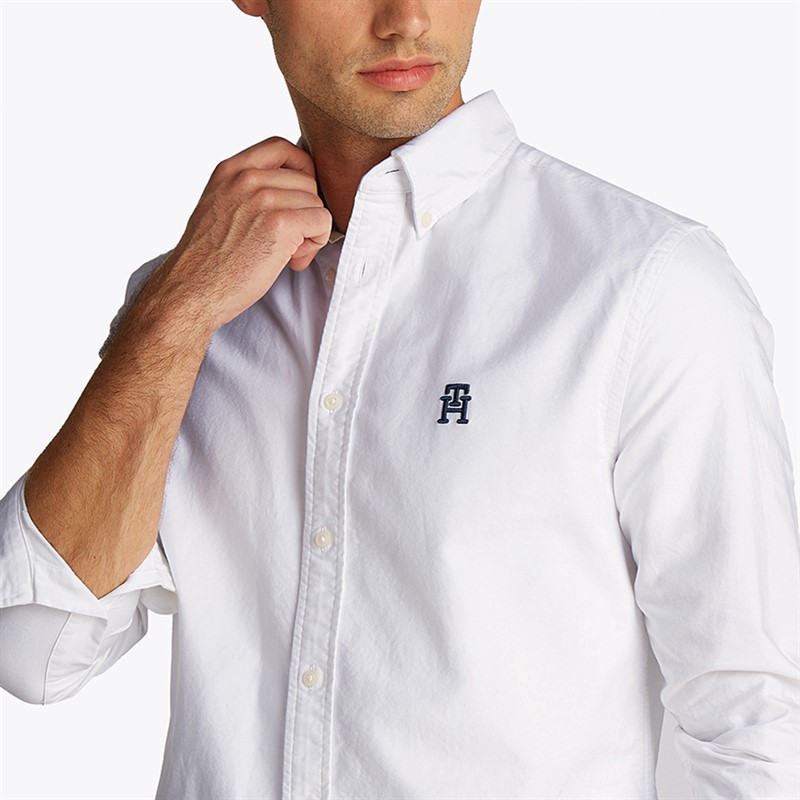 Tommy Hilfiger Heren Heritage Oxford Lange Mouw Overhemd Optisch Wit