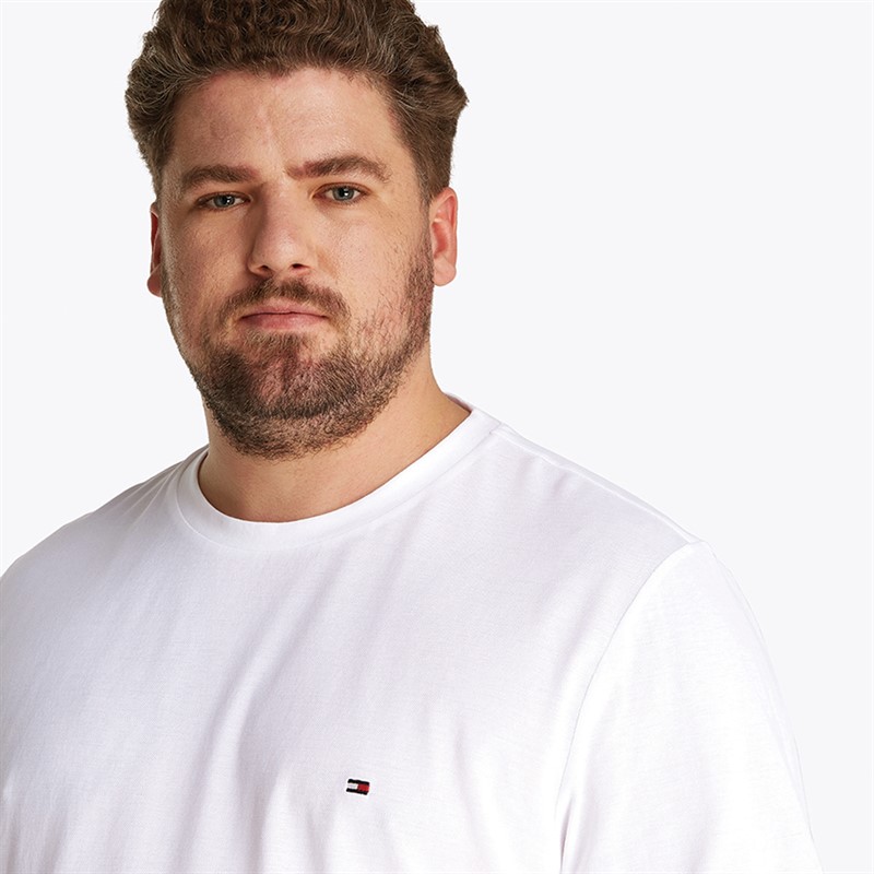 Tommy Hilfiger Heren Plus Size Global Streep T-Shirt Wit