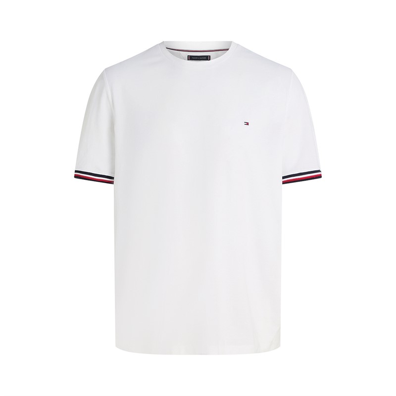 Tommy Hilfiger Heren Plus Size Global Streep T-Shirt Wit