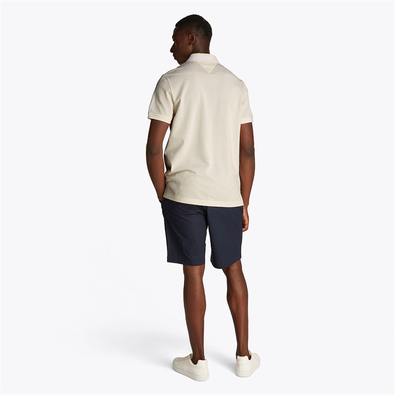 Tommy Hilfiger Polo Zippé Piqué Mercerisé Homme Ivoire Pétale