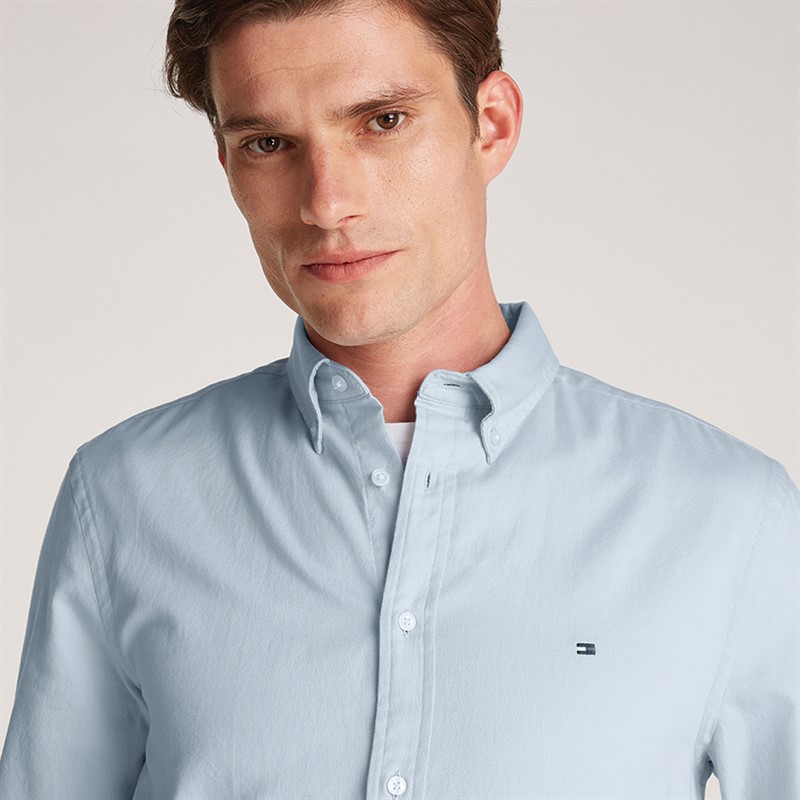 Tommy Hilfiger Heren Flex Dobby Lange Mouw Overhemd Breezy Blauw