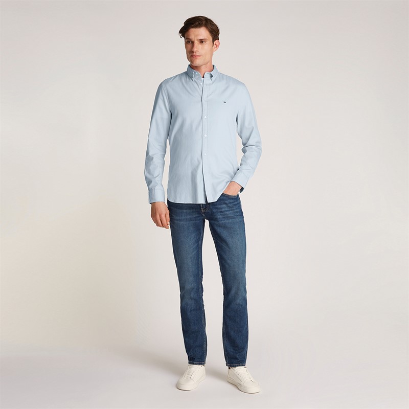 Tommy Hilfiger Heren Flex Dobby Lange Mouw Overhemd Breezy Blauw