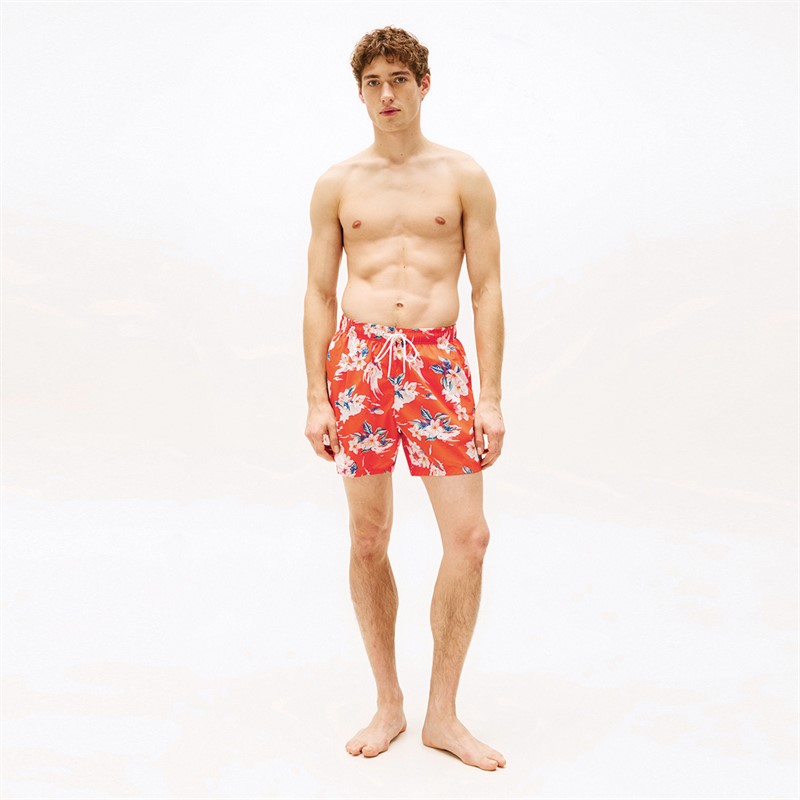Tommy Hilfiger Short de Bain Homme Imprimé Tropical Orange Vif