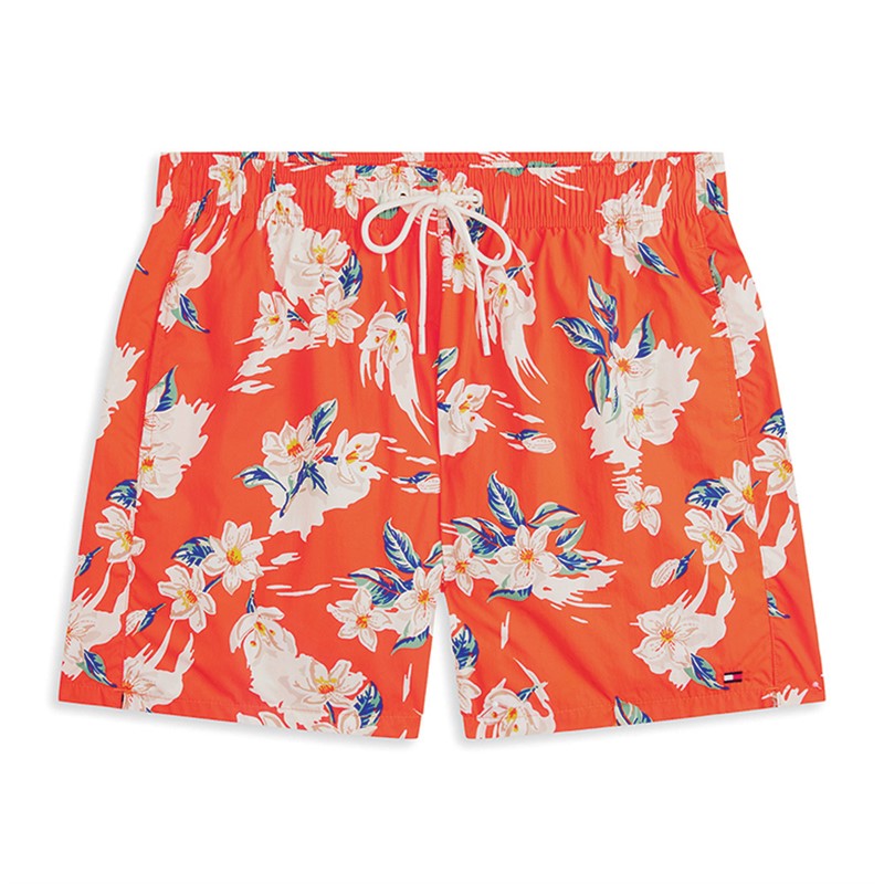 Tommy Hilfiger Short de Bain Homme Imprimé Tropical Orange Vif