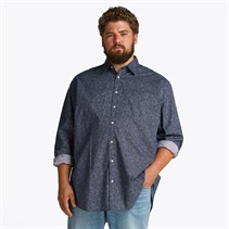 Tommy Hilfiger Chemise Popeline Grande Taille Homme Manches Longues Night Sky/Motif Pétale Ivoire