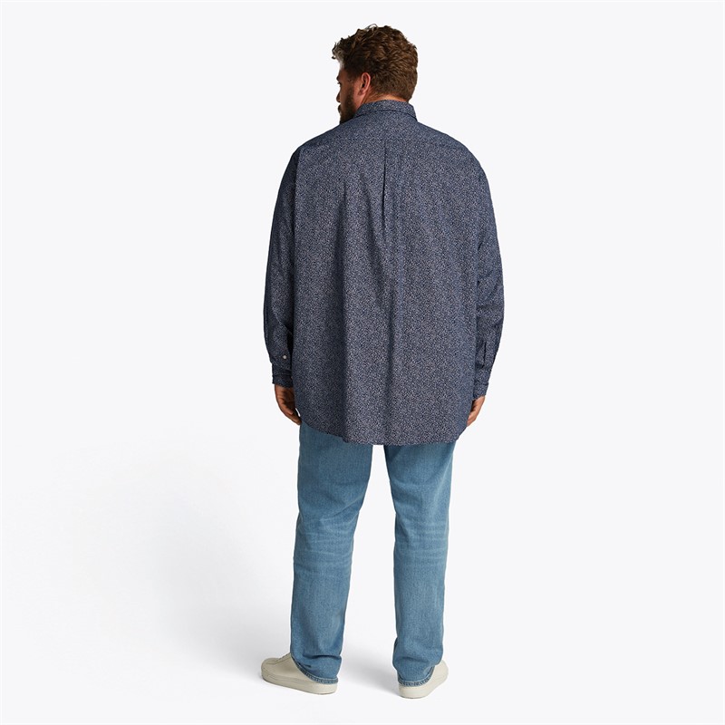Tommy Hilfiger Grote Maten Heren Poplin Lange Mouw Overhemd Night Sky / Ivory Petal Prt