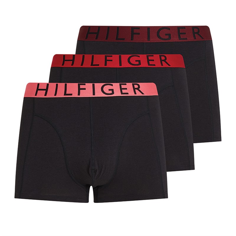 Tommy Hilfiger Heren Drie Pack Trunks Poppy Roze / Medium Rood / Diep Rouge - Maat M