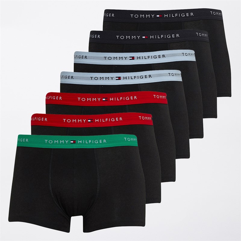 Tommy Hilfiger Mens Seven Pack Boxer Trunks Bright Blue/Prm Green/Prm Red/Black